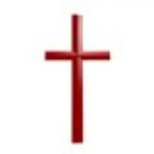 Red Christian cross on white background.