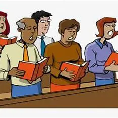 People singing with hymn books in church.
