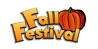 Fall Festival text with pumpkin illustration.