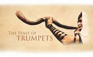 Man blowing shofar for Feast of Trumpets.