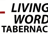 Red cross with "Living Word Tabernacle" text.