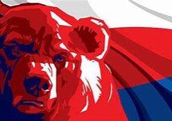 Bear overlaid with Russian flag colors.